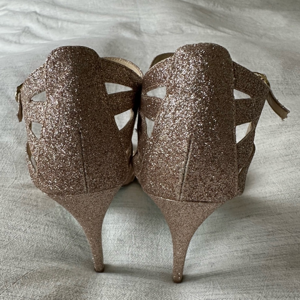 Blue by Betsy Johnson Sparkly Gold Heels, Size 9 - Picture 7 of 14